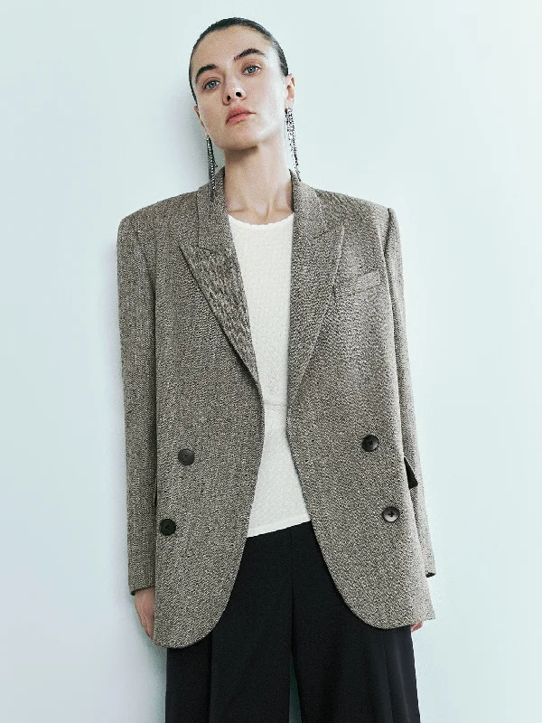 Peak Lapel Double Breasted Loose Blazer Women's Wedding Blazer