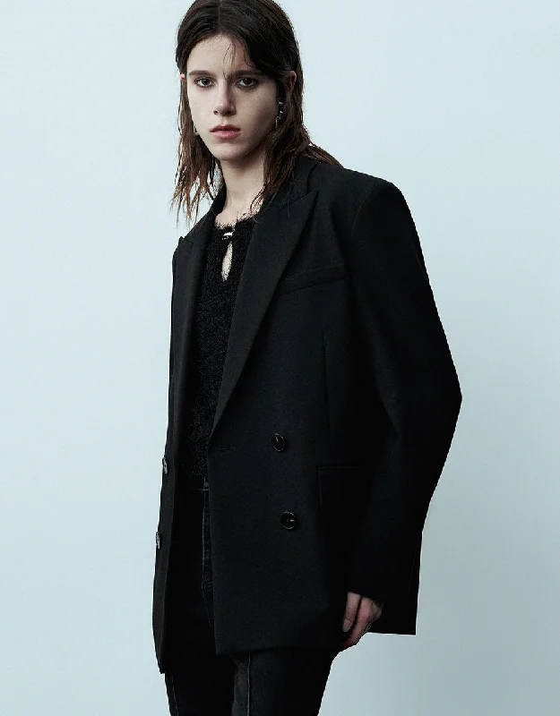 Peak Lapel Double Breasted Tailored Blazer New Women's Blazer