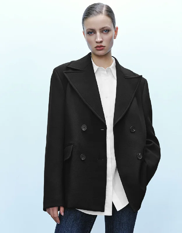 Peak Lapel Straight Tailored Blazer Women's Elegant Suit