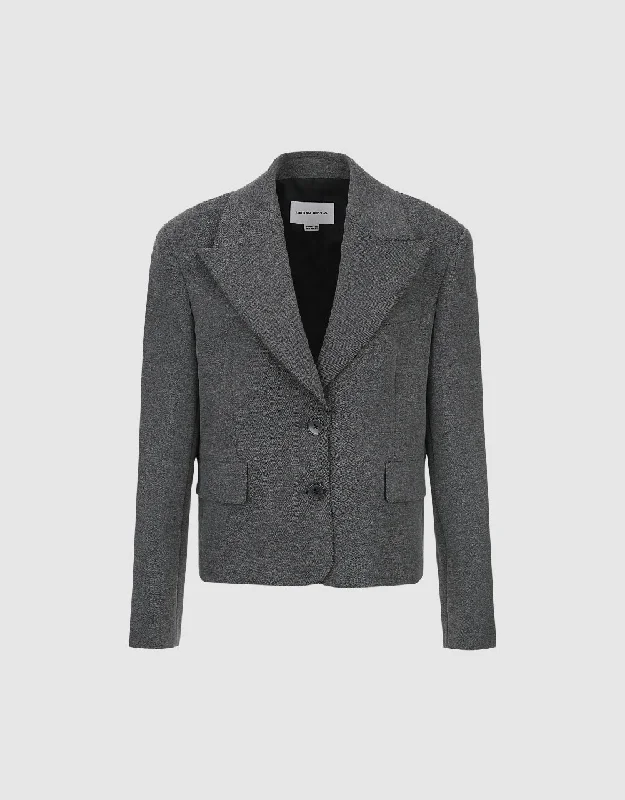 Peak Lapel Tailored Collar Blazer Women's Leather Blazer