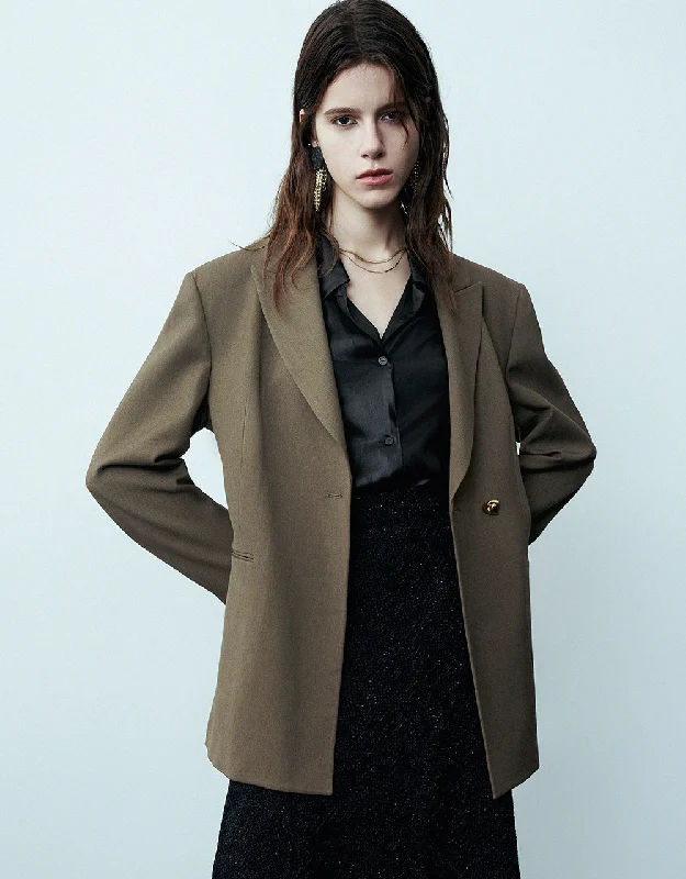 Peak Lapel Tailored Skater Blazer Women's Navy Jacket