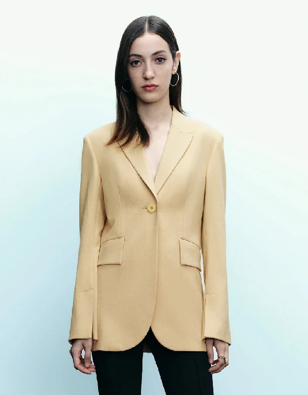 Peaked Lapel Straight Blazer Women's Stripe Blazer