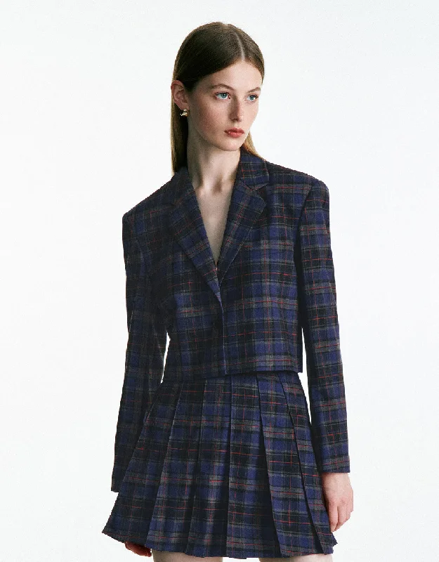 Plaid Cropped Blazer Women's Business Blazer