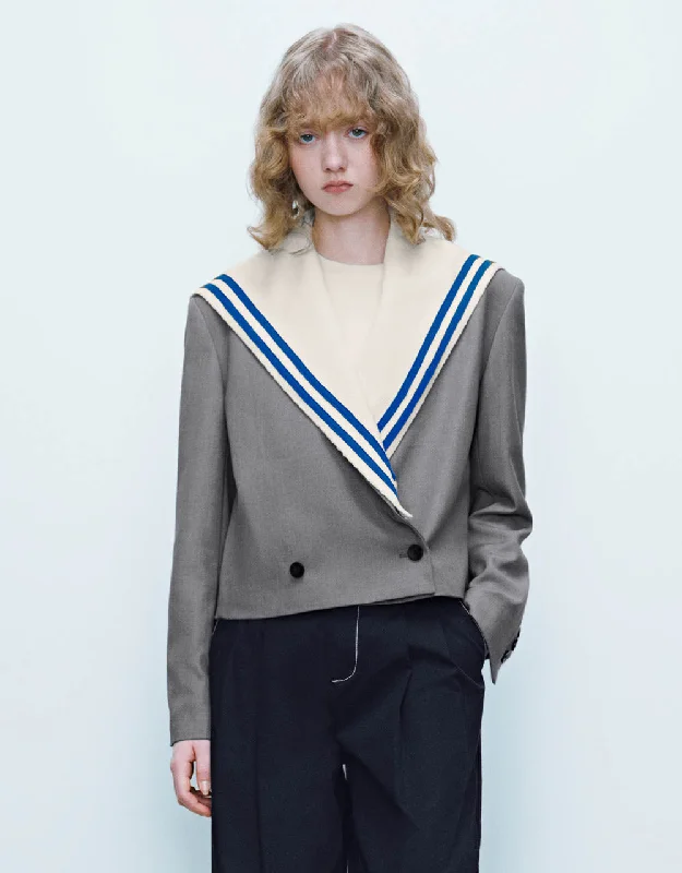 Sailor Collar Neck Blazer Women's Boutique Jacket