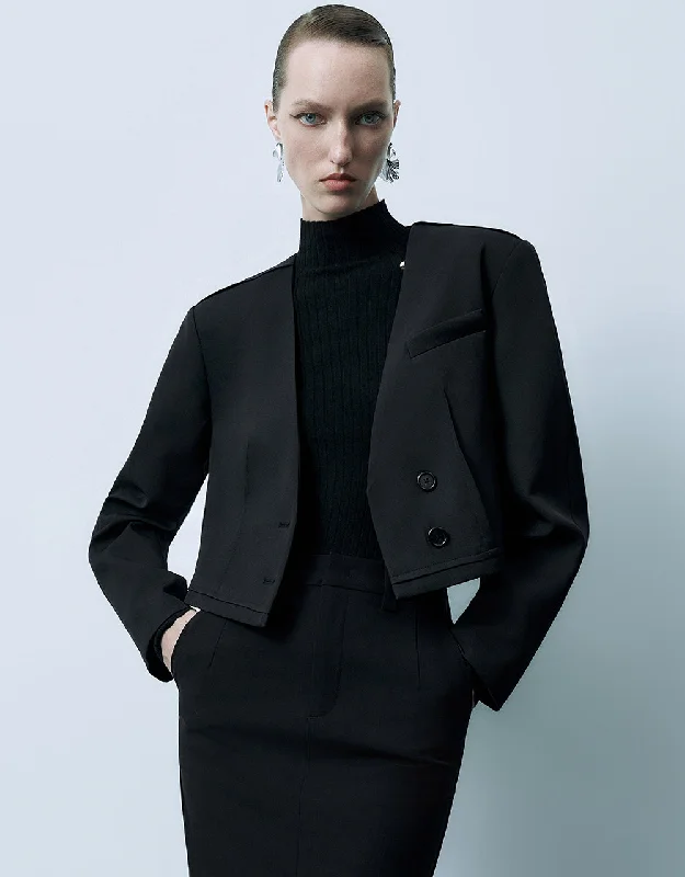 Single Breasted V-Neck Blazer Summer Women's Jacket