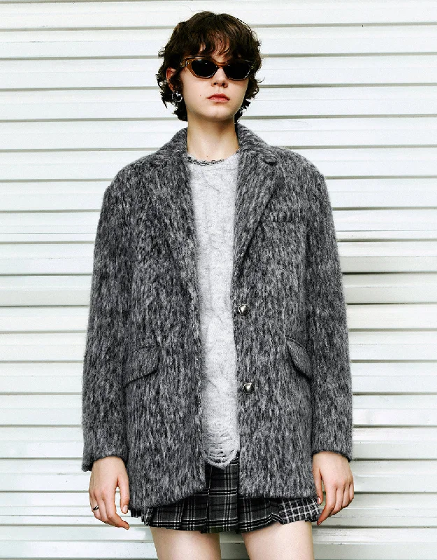 Single Breasted Woolen Blazer Coat Women's High-End Blazer
