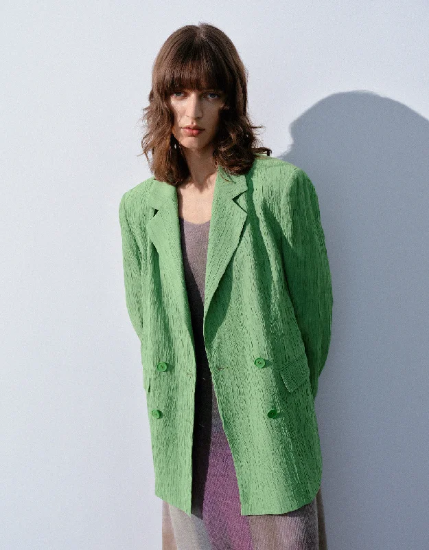 Textured Notch Lapel Blazer Women's Plaid Suit