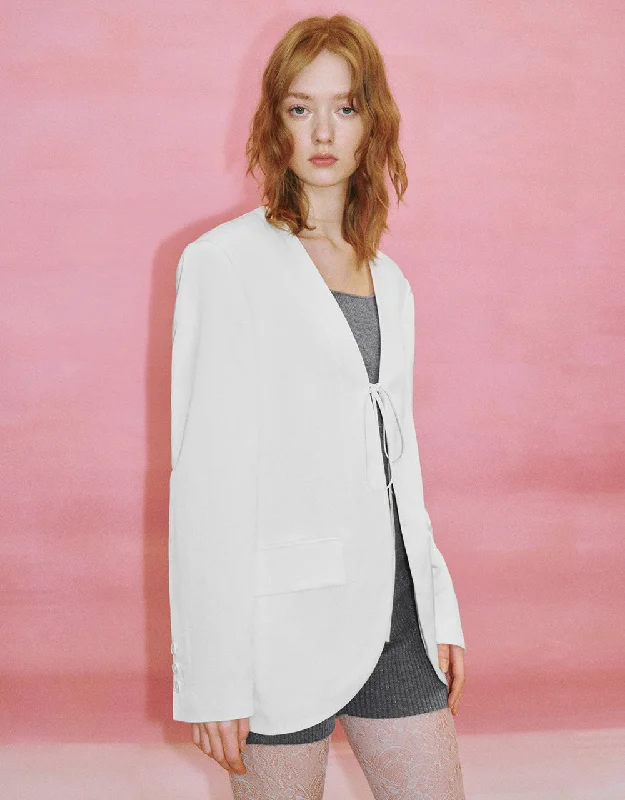 Tie Front Tailored Blazer Women's Boutique Suit