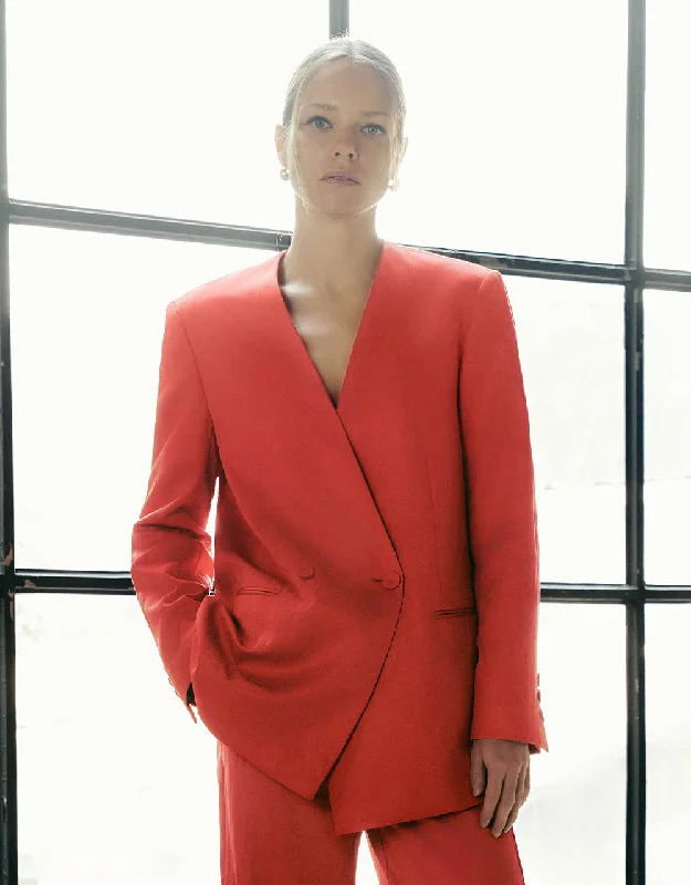 V-Neck Loose Blazer Women's Elegant Jacket