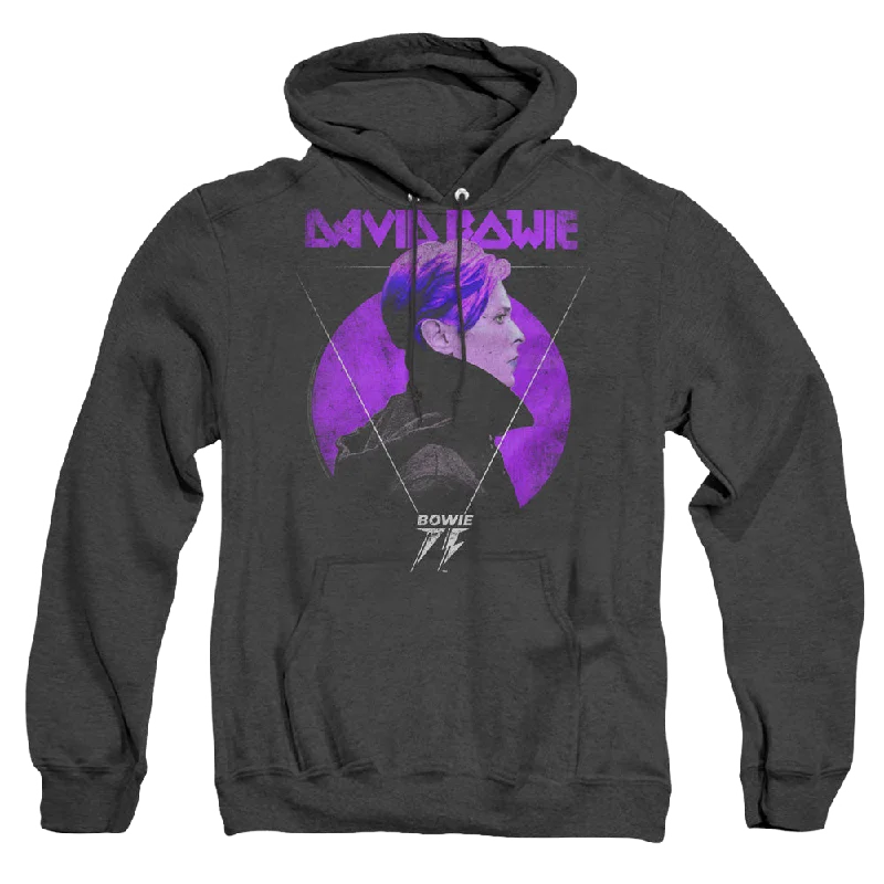 David Bowie Side Profile 75 Logo - Heather Pullover Hoodie Sabrina Neck Pullover