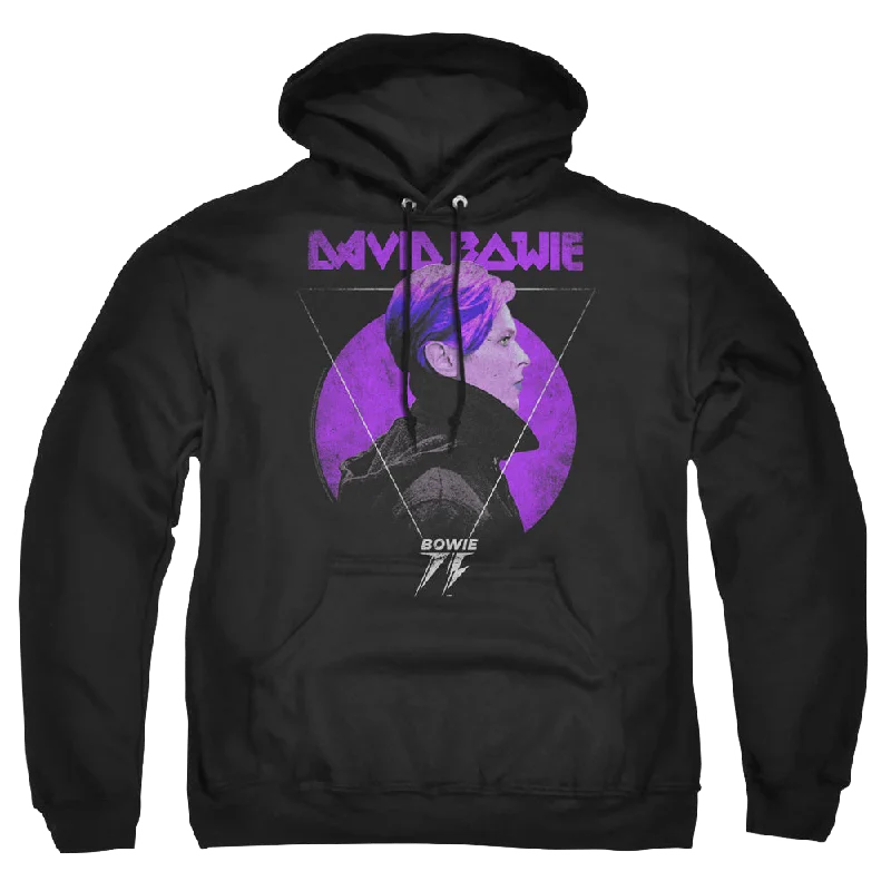 David Bowie Side Profile 75 Logo - Pullover Hoodie Scalloped Neck Pullover