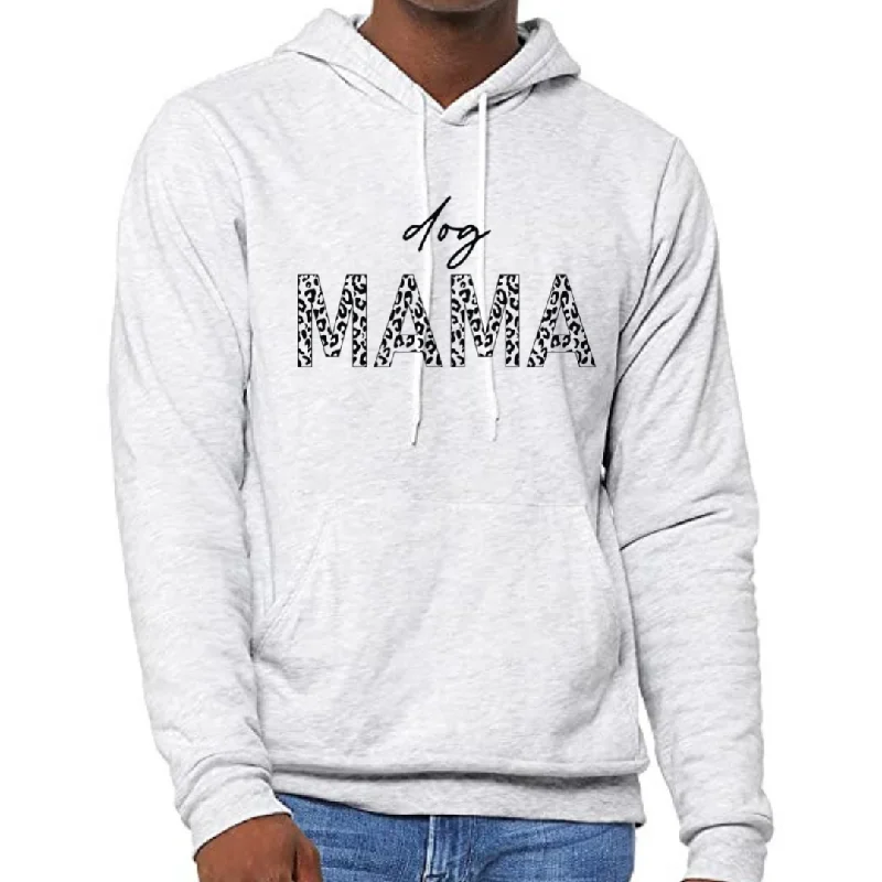Dog MAMA Cheetah Print Unisex Fleece Pullover Hoodie Oversized Cozy Pullover