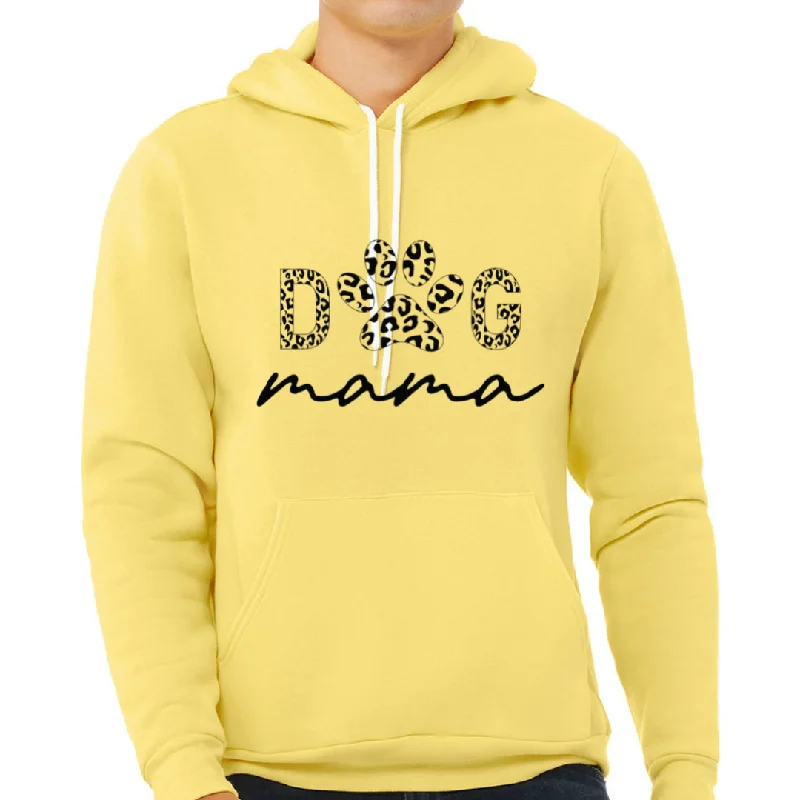 Dog MAMA Paw Print Unisex Fleece Pullover Hoodie One Shoulder Top