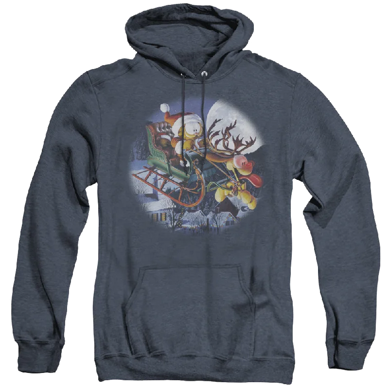 Garfield Moonlight Ride - Heather Pullover Hoodie Honey Neck Pullover