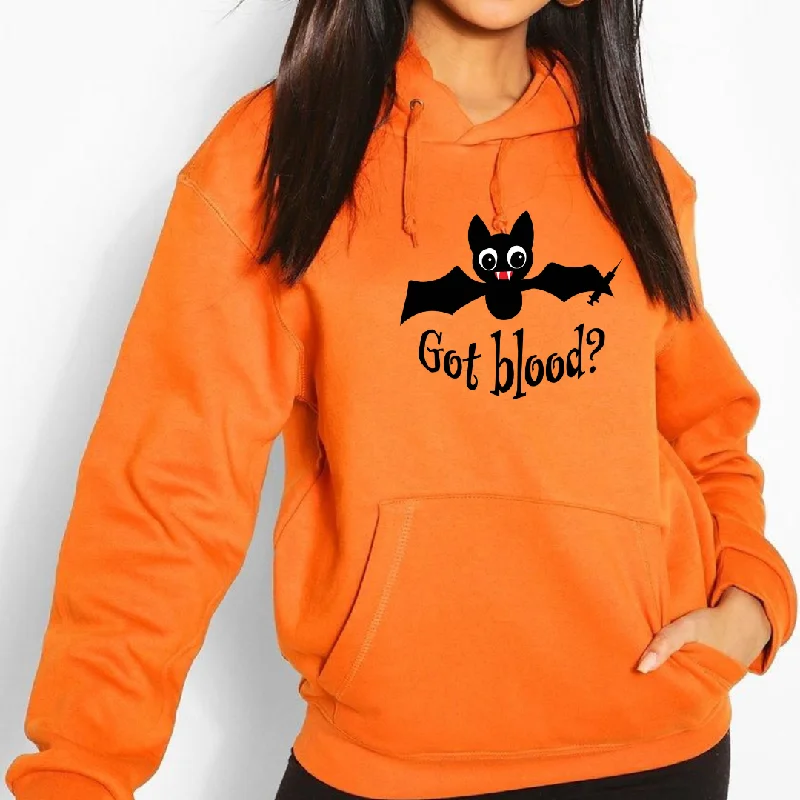 Got Blood Funny Halloween Unisex Fleece Pullover Hoodie Ribbed Crew Neck