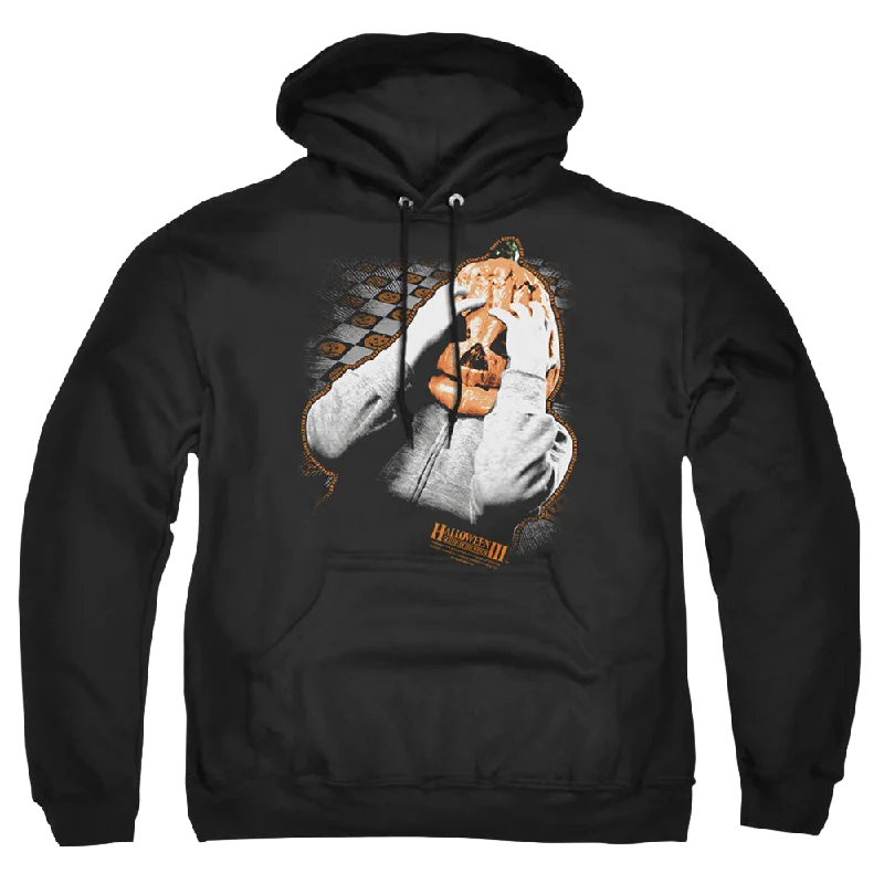 Halloween 3 Pumpkin Mask - Pullover Hoodie Gathered Sleeve Pullover