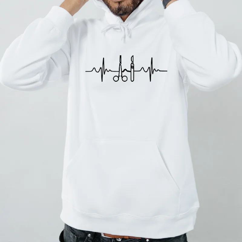 Medical Instruments EKG Unisex Fleece Pullover Hoodie V-Neck Stylish Pullover