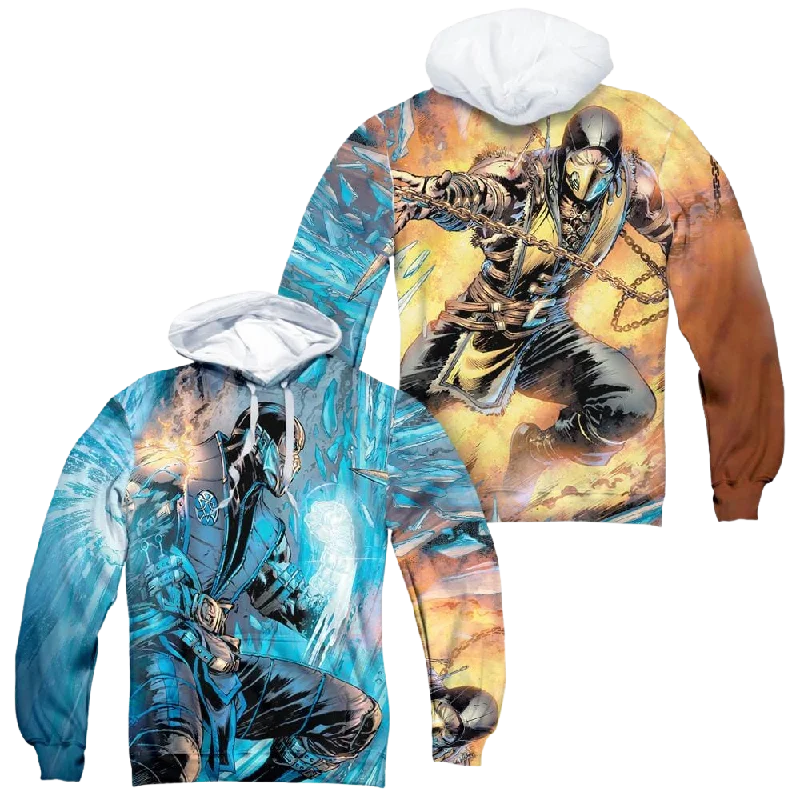 Mortal Kombat Kombat Comic (Front/Back Print) - All-Over Print Pullover Hoodie Seamless Knit Pullover