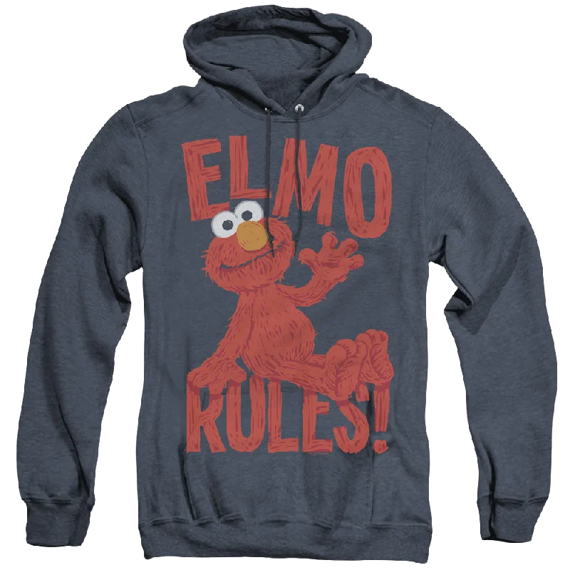 Sesame Street Elmo Rules - Heather Pullover Hoodie Open Neck Pullover