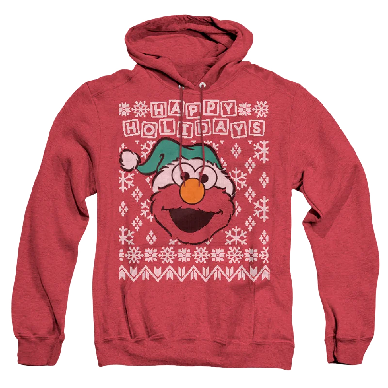 Sesame Street Elmo Ugly Christmas - Heather Pullover Hoodie Crew Neck Wool