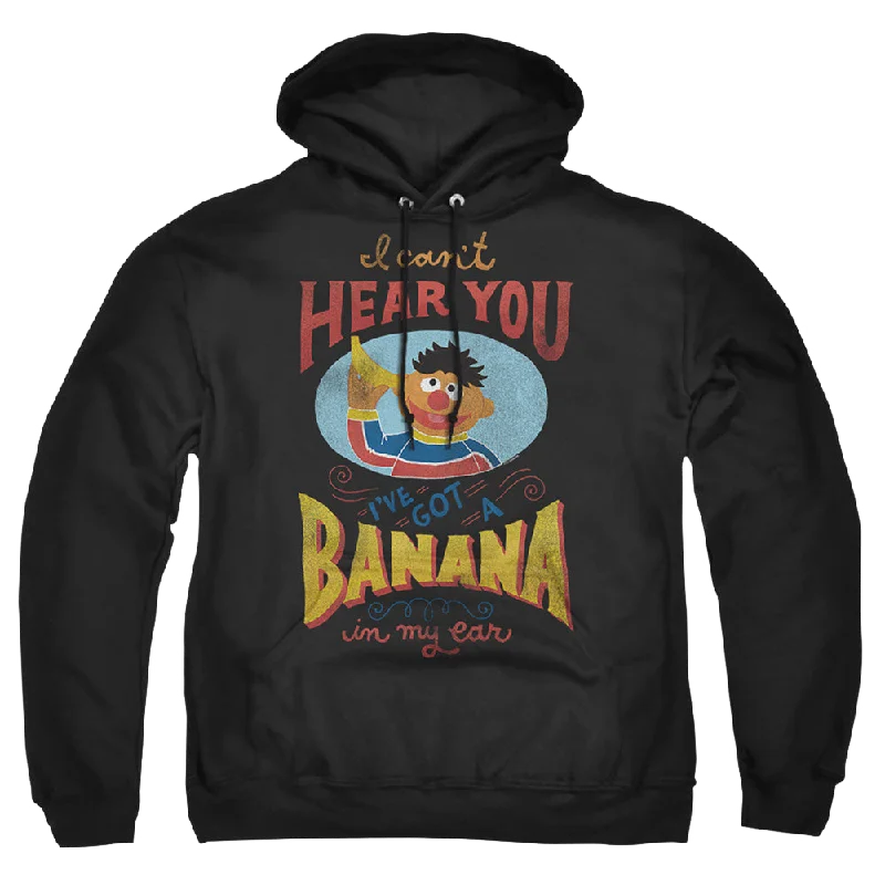 Sesame Street Ernie Banana In My Ear - Pullover Hoodie Asymmetrical Neck Pullover