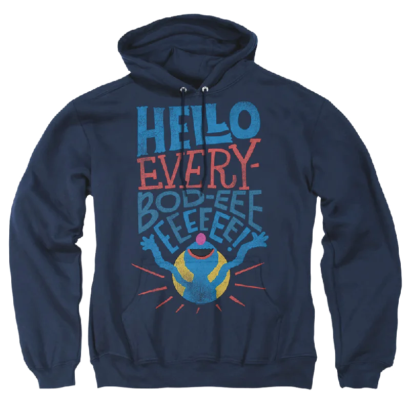 Sesame Street Grover Hello Everybody - Pullover Hoodie Boat Neck Sweater