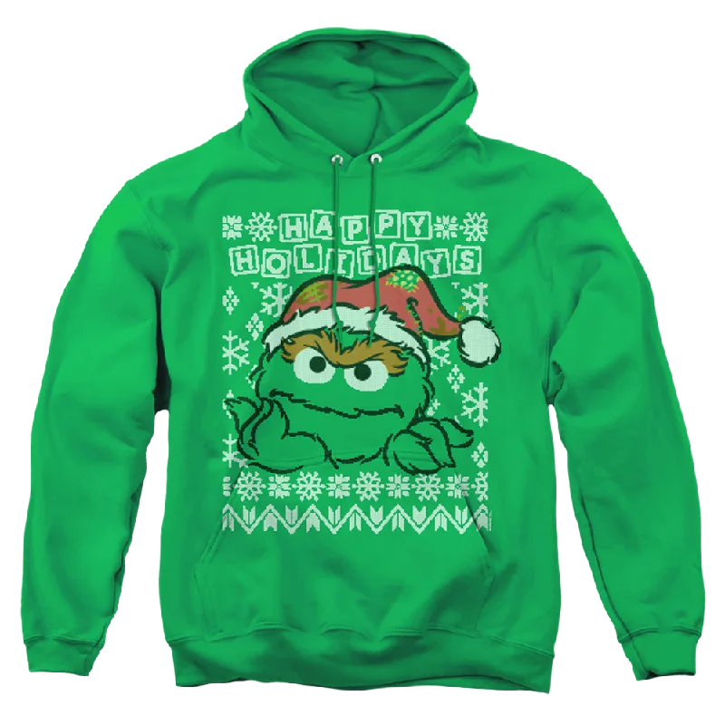 Sesame Street Oscar The Grouch Ugly Christmas - Pullover Hoodie Cable Knit Chunky