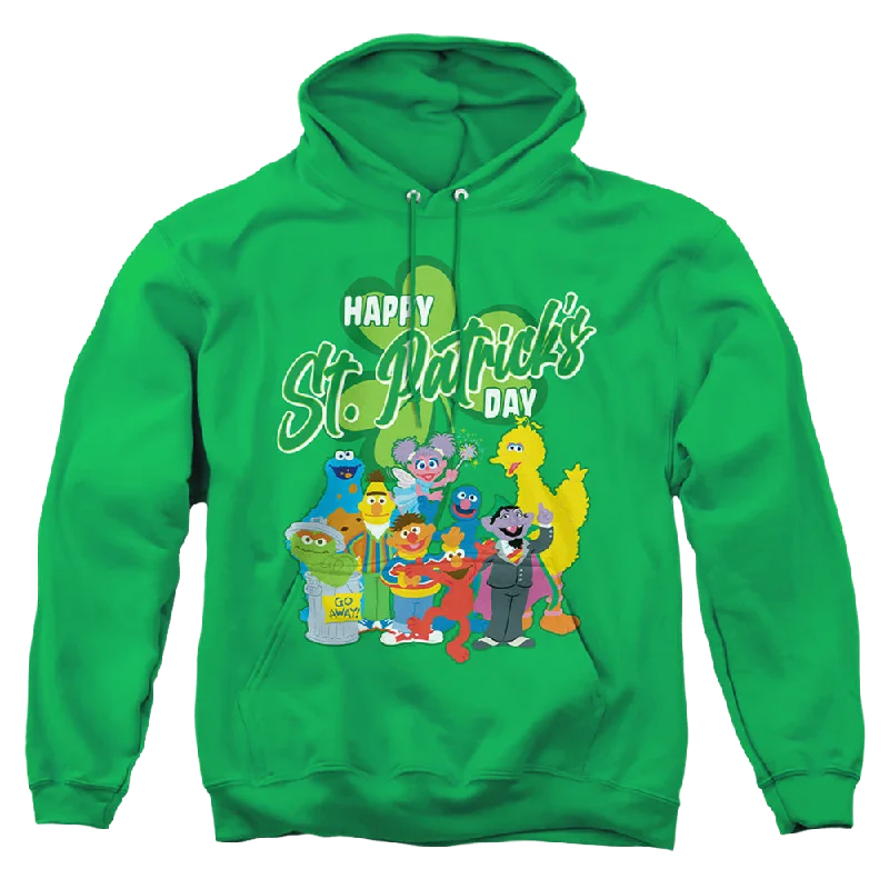 Sesame Street St. Patrick'S Day Big Bird Elmo Cookie Monster - Pullover Hoodie Textured Knit Design