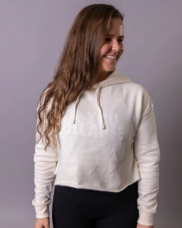 "The Originals" Cropped Pullover Hoodie - Bone Three Quarter Sleeve