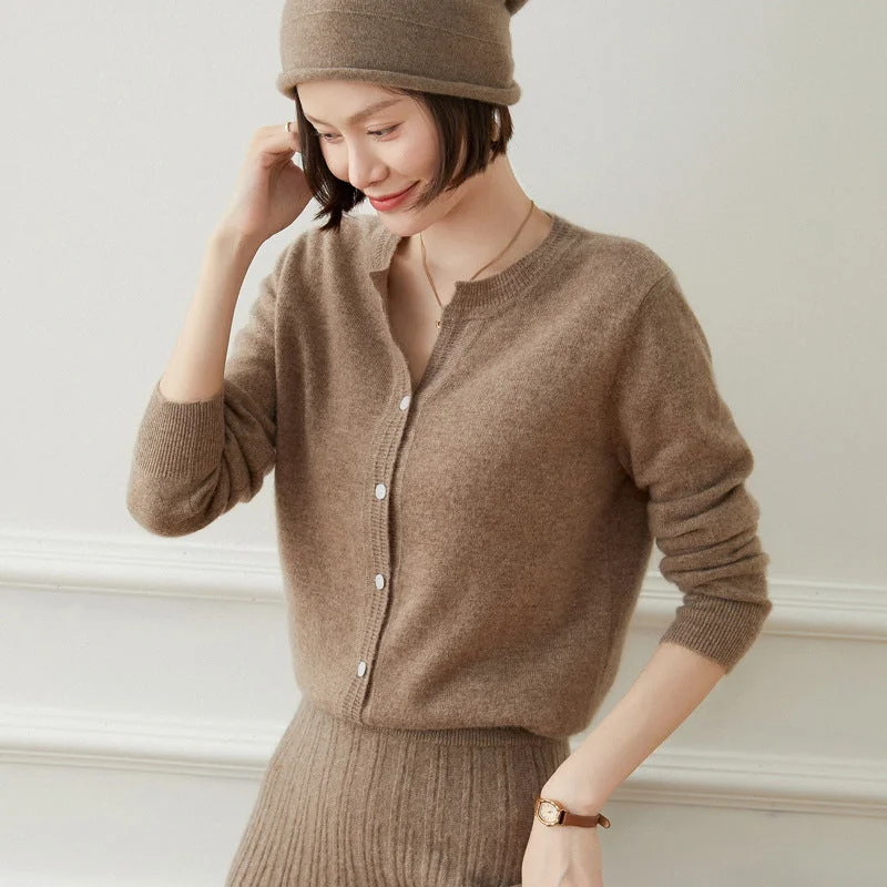 Cashmere Cardigan for Women Button Front Long Sleeve Crew Neck Cashmere Cardigan Tops Stylish Fashionable Trendy Cashmere Cardigan for Women Button Front Long Sleeve Crew Neck Cashmere Cardigan Tops Stylish Fashionable Trendy