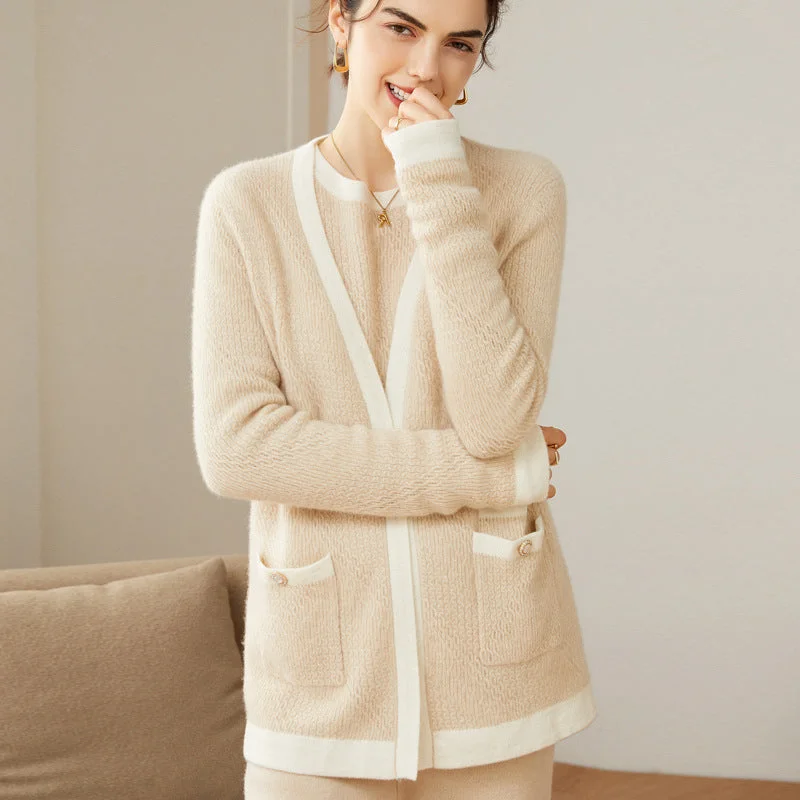 100% Pure Women Cashmere Cardigan Mixed Colorblock Long Sleeve Open Front Cashmere Cardigan Solid Print Embellished 100% Pure Women Cashmere Cardigan Mixed Colorblock Long Sleeve Open Front Cashmere Cardigan Solid Print Embellished