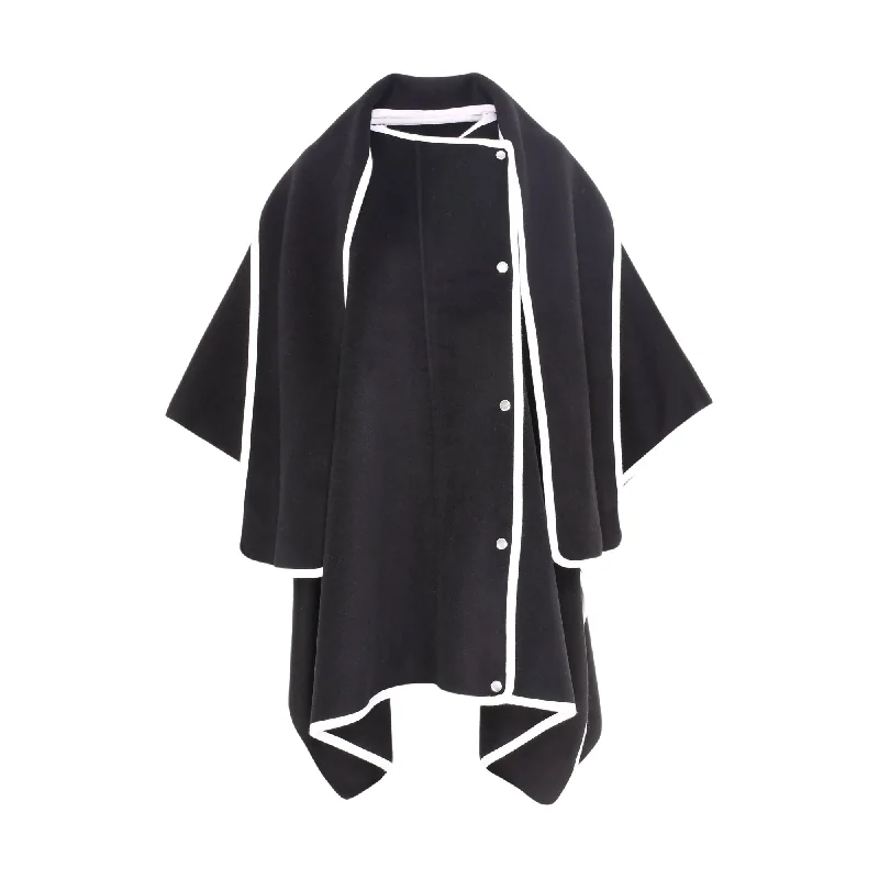Ice Play Black Warm Cardigan Kaftaan Style Denim Fabric Leather Fabric Suede Fabric