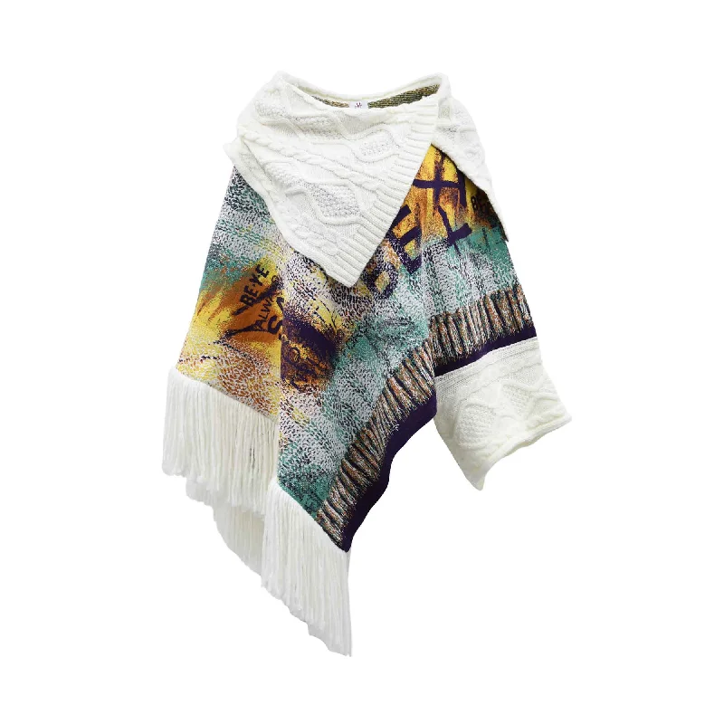 Beye Women's Poncho Yellow Cardigan Terry Blend Velvet Blend Canvas Blend