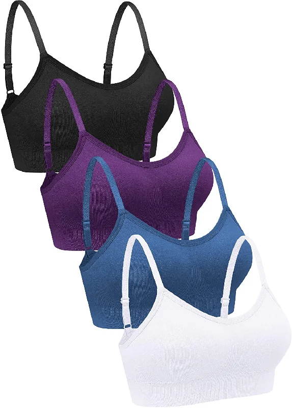 4 Pieces V Neck Bralettes Wireless Cami Bra Tank Top Bra Sports Bra for Women Girls charcoal tank top
