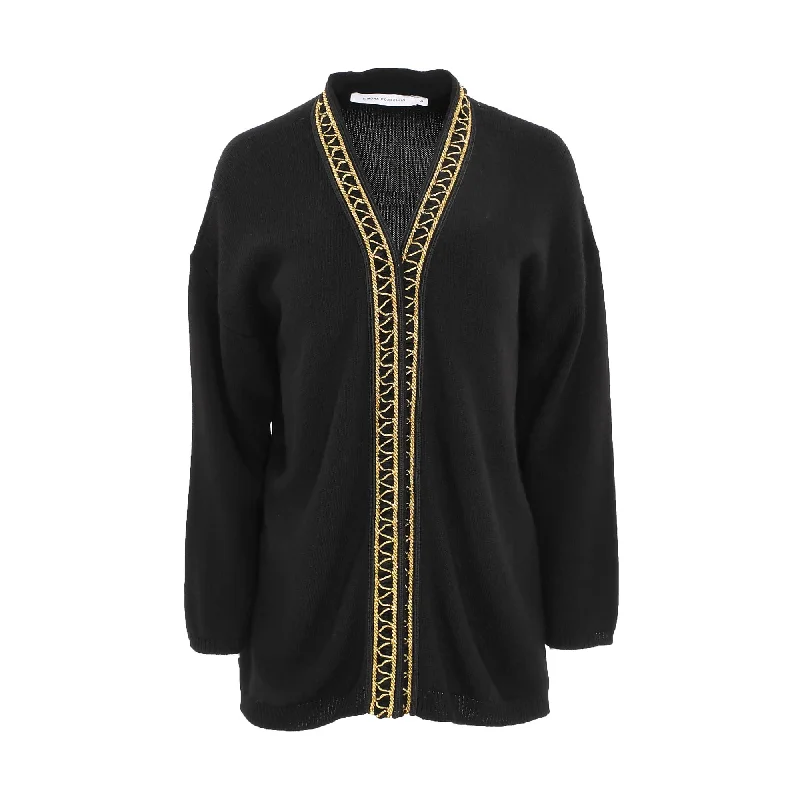 Simona Corsellini Long Sleeves Black Cardigan Front Pockets Side Pockets Patch Pockets