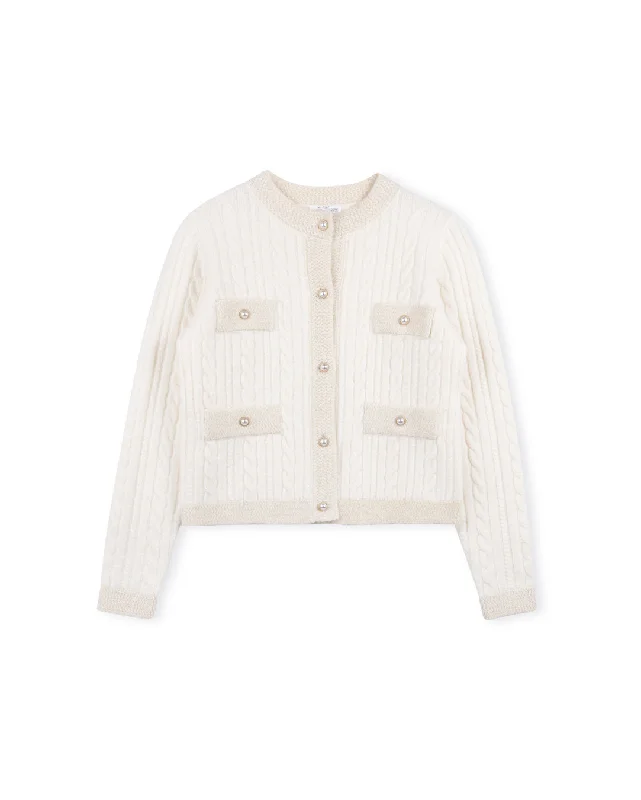 Cable Knit Pocket Detailed Cardigan Soft Cozy Warm