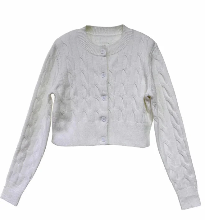 Cabo Knit Crop Cardigan Stretchy Elastic Breathable