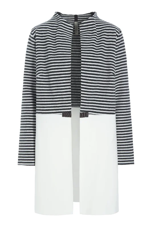 CARDIGAN 2 COLORED - 7133 - STRIPES B&W/OW Houndstooth Herringbone Solid