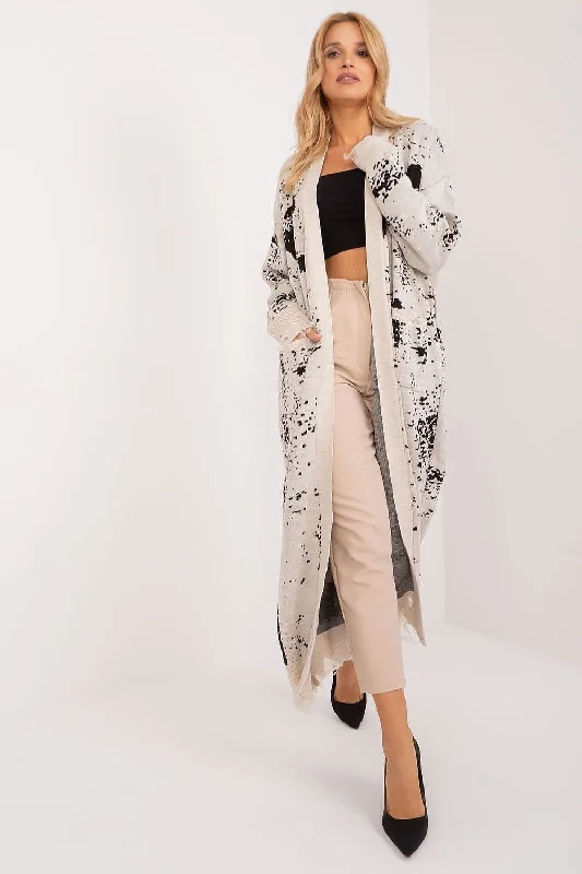 Cardigan Badu Solid Color Striped Floral Print