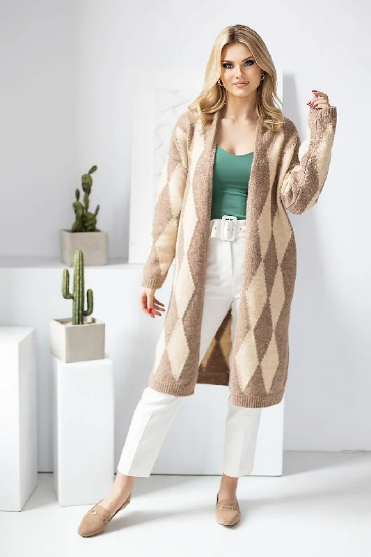 Cardigan PeeKaBoo Notch Collar Peter Pan Collar Cowl Neck