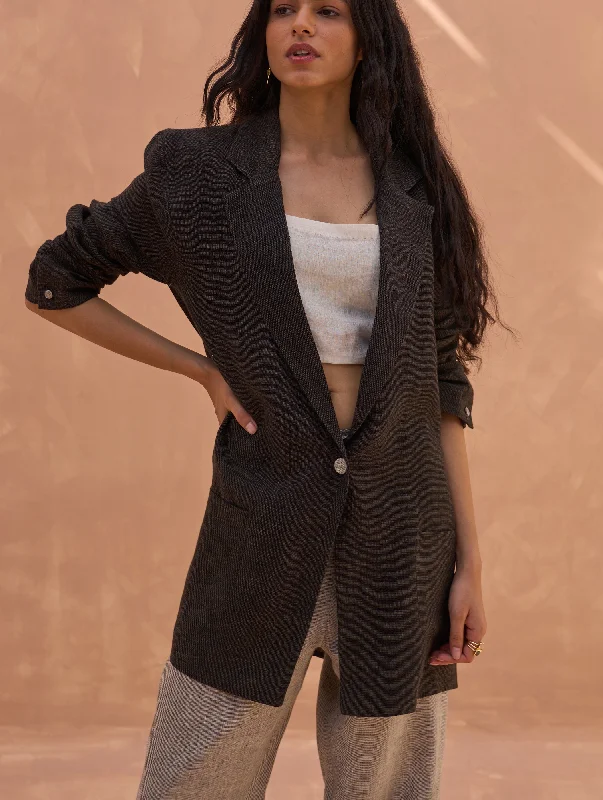 Carla Linen Summer Blazer - Charcoal Women's Premium Blazer