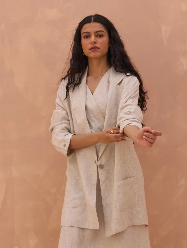 Carla Linen Summer Blazer - Off White Women's Elegant Suit
