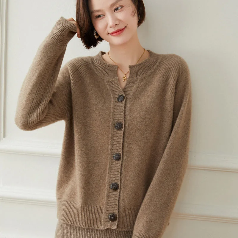 Cashmere Cardigan for Women Button Front Long Sleeve V Neck Cashmere Cardigan Tops Print Jacquard Patchwork