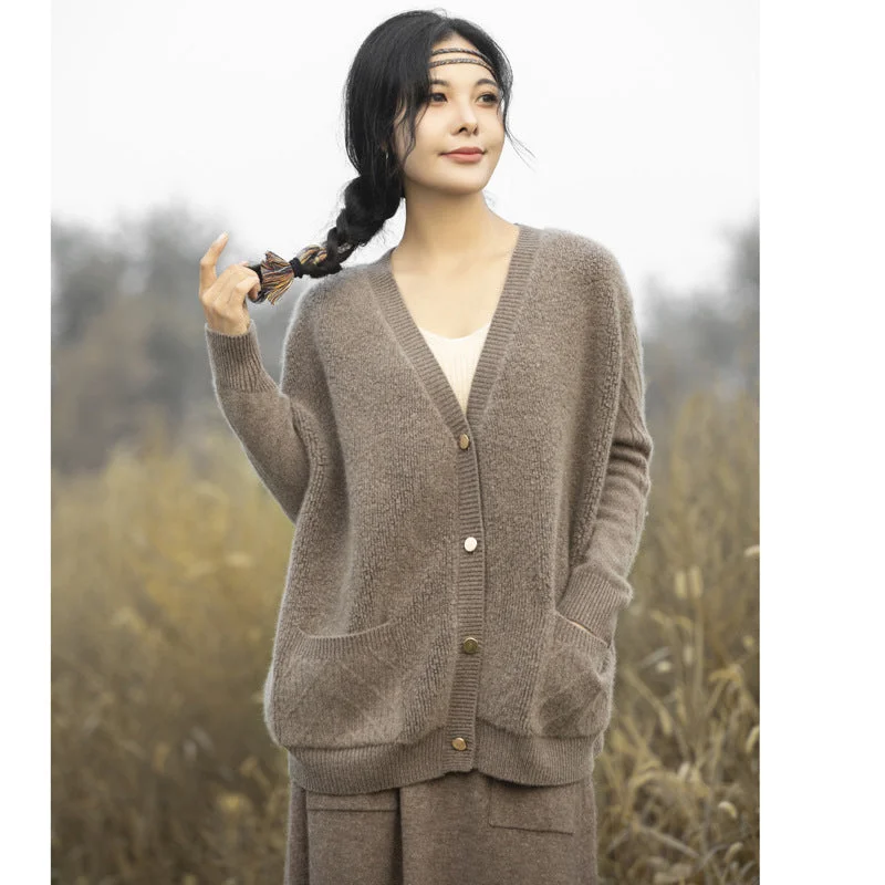 Cashmere Cardigan for Women Button Front Long Sleeve V Neck Cashmere Cardigan Long Cardigan Short Cardigan Medium Cardigan