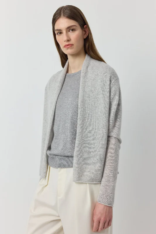 Essential Cashmere Featherweight Cardigan - Grey Melange Houndstooth Herringbone Solid Essential Cashmere Featherweight Cardigan - Grey Melange Houndstooth Herringbone Solid