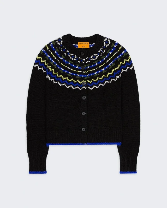 Chalet Cardigan - Black Combo Slim Fit Regular Fit Oversized