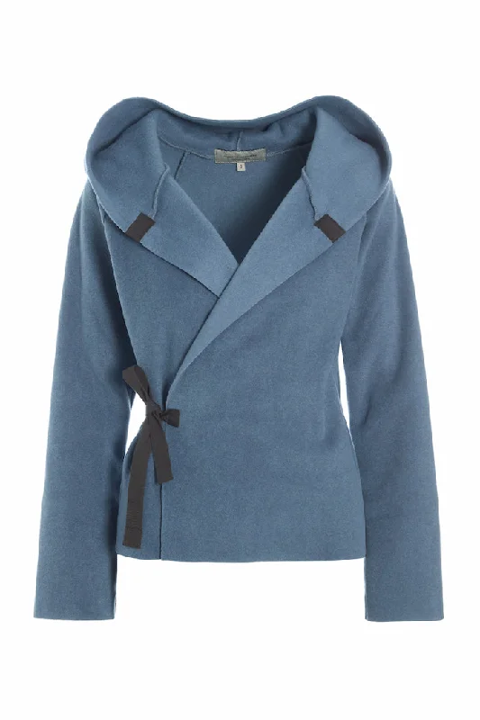 CLASSIC FLEECE WRAP CARDIGAN - 1009 - DUSTY BLUE Sequined Glittery Shiny