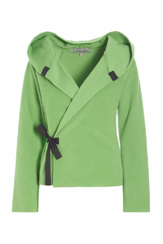 CLASSIC FLEECE WRAP CARDIGAN - 1009 - JUICY GREEN Notch Collar Peter Pan Collar Cowl Neck CLASSIC FLEECE WRAP CARDIGAN - 1009 - JUICY GREEN Notch Collar Peter Pan Collar Cowl Neck