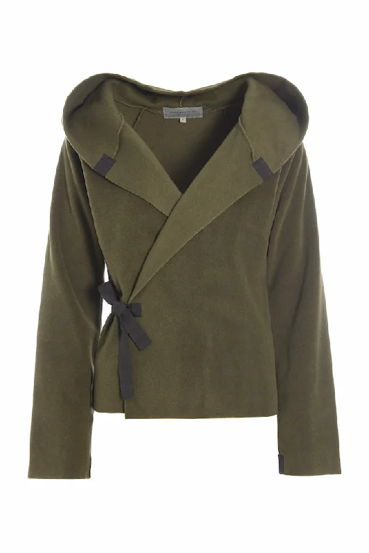 CLASSIC FLEECE WRAP CARDIGAN - 1009 - MOSS Real Fur Shearling Chenille