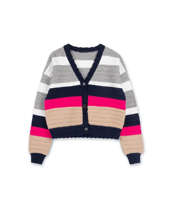 Colorful Stripe Knit cardigan Machine Wash Dry Clean Hand Wash